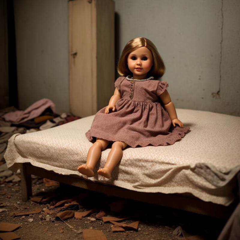 00141-4105026450 photo of realistic doll sitting on dirty mattress in abandoned basement wearing old dirty torn dress.jpg